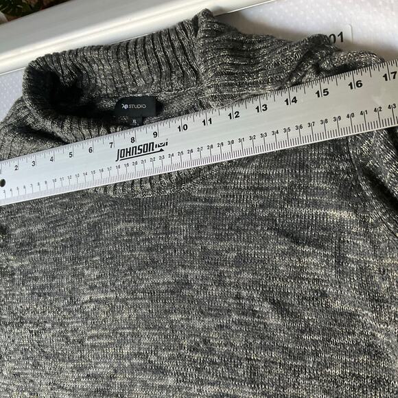 AB Studio Women’s Long Sleeve Turtleneck Sweater size XL. solid Gray, Mute Shine - Picture 2 of 7